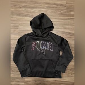 PUMA Kids Black Fleece lined Hoodie with Multicolor Logo size 7